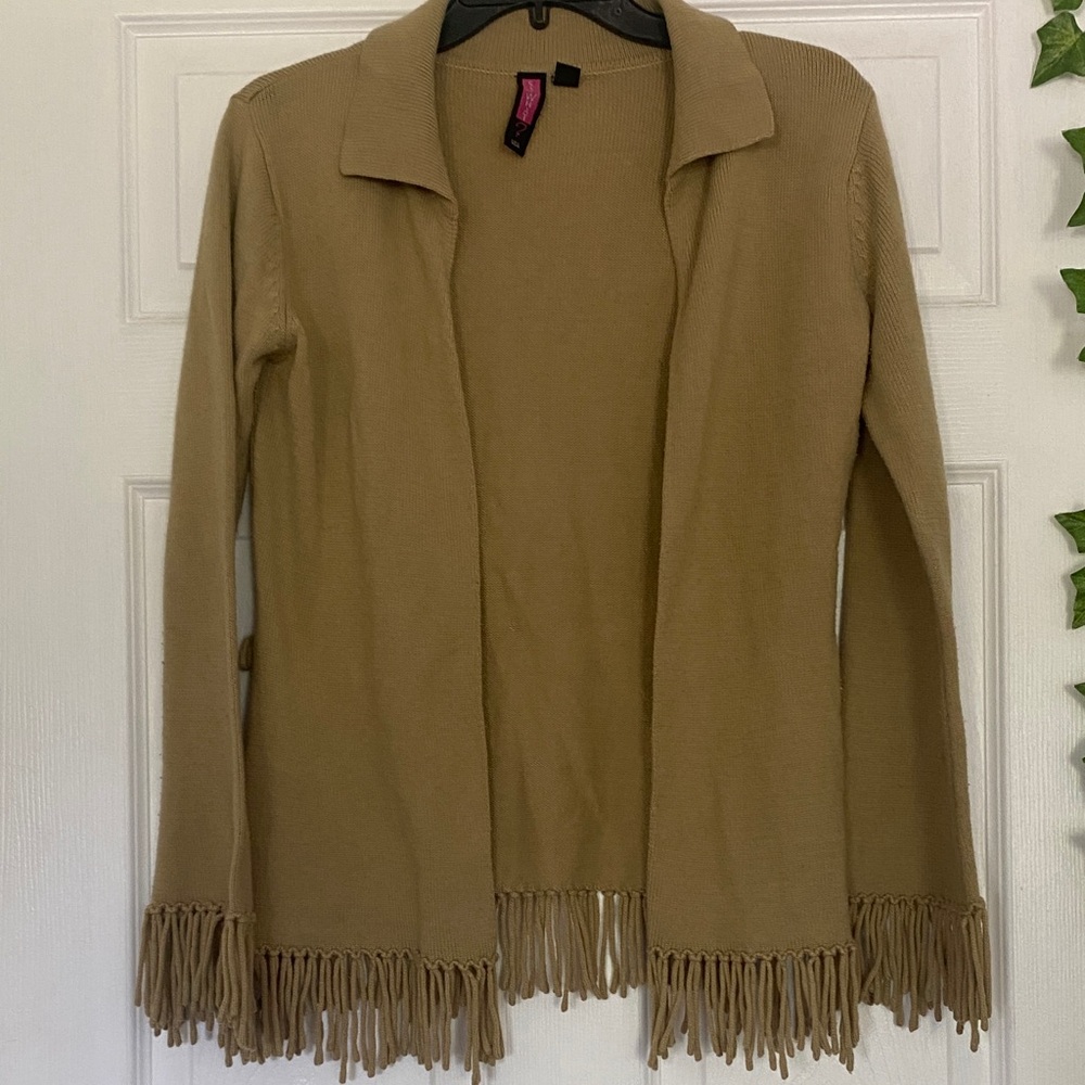 Women’s Tan Fringe Cardigan